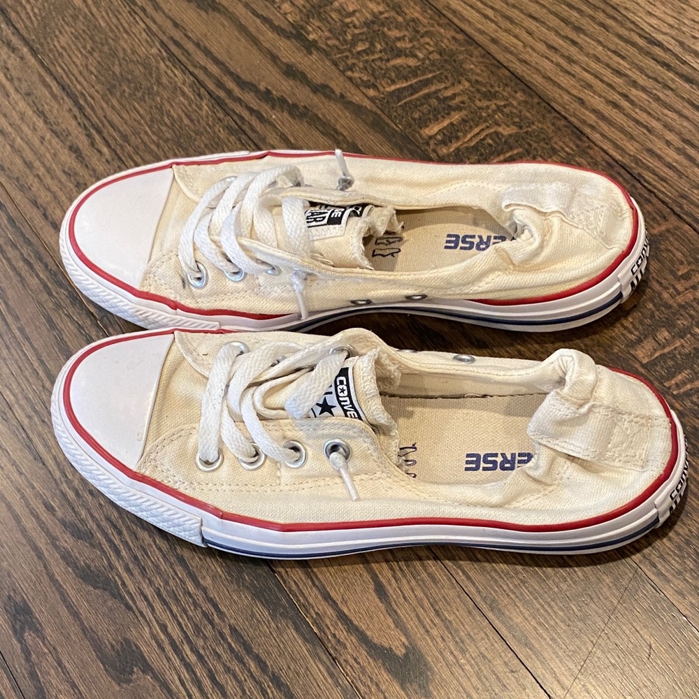 Converse Beige and Red Canvas Sneakers